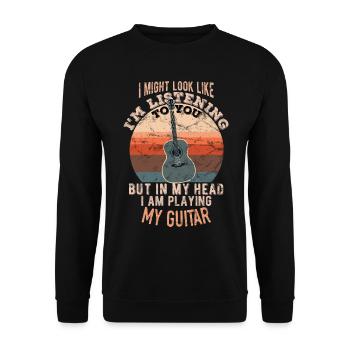 In my head I am playing my guitar - Unisex Sweatshirt - black - Front - Alina (178cm) & Michal (187cm)