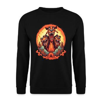 Chien, loup-garou, Cerberus, mythe mythique de - Sweat-shirt Unisexe - noir - Devant - Alina (178cm) & Michal (187cm)