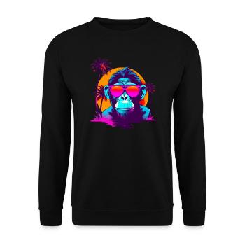 CoolChimpSunglassesRetroSunset - Unisex Pullover - Schwarz - Vorne - Alina (178cm) & Michal (187cm)