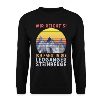 Leoganger Steinberge Spruch Mir Reicht's - Unisex Pullover - Schwarz - Vorne - Alina (178cm) & Michal (187cm)