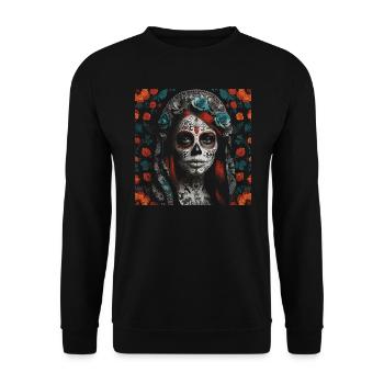 Santa Muerte femme mexicaine tête de mort design - Sweat-shirt Unisexe - noir - Devant - Alina (178cm) & Michal (187cm)