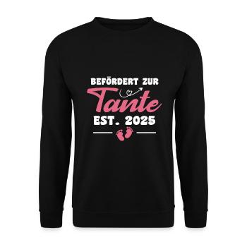 Befördert Zur Tante 2025 - Unisex Pullover - Schwarz - Vorne - Alina (178cm) & Michal (187cm)