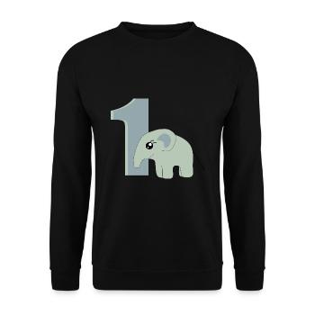 1. Geburtstag Zahl 1 Elefant Baby - Unisex Pullover - Schwarz - Vorne - Alina (178cm) & Michal (187cm)