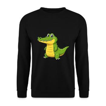 Animal Cartoon Crocodile - Unisex Sweatshirt - black - Front - Alina (178cm) & Michal (187cm)