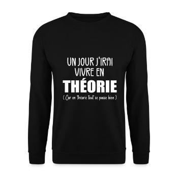 Un Jour J'irai Vivre en Théorie - Sweat-shirt Unisexe - noir - Devant - Alina (178cm) & Michal (187cm)
