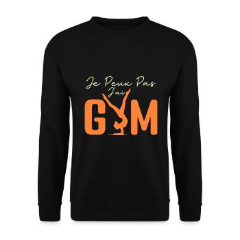 Ich kann kein Fitnessstudio haben | Gymnastik-Geschenk | Fitnessstudio - Unisex Pullover - Schwarz - Vorne - Alina (178cm) & Michal (187cm)
