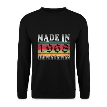 1968 Jahrgang Geburtstag Geburtsjahr 1968 Geschenk - Unisex Pullover - Schwarz - Vorne - Alina (178cm) & Michal (187cm)