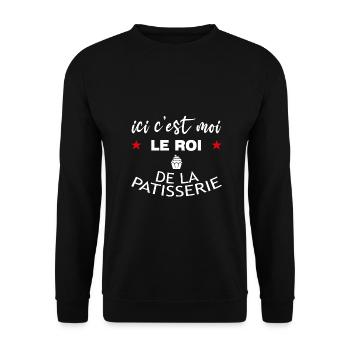 ici c est moi le ROI de la patisserie - Sweat-shirt Unisexe - noir - Devant - Alina (178cm) & Michal (187cm)