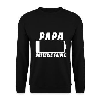Papa Batterie Faible - Cadeau Humour - Sweat-shirt Unisexe - noir - Devant - Alina (178cm) & Michal (187cm)