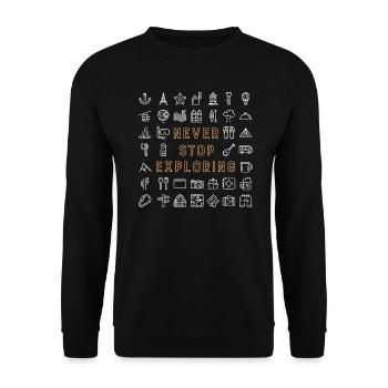 Never Stop Exploring - Unisex Sweatshirt - black - Front - Alina (178cm) & Michal (187cm)