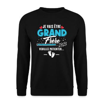 Je Vais Être Grand Frère 2023 - Sweat-shirt Unisexe - noir - Devant - Alina (178cm) & Michal (187cm)