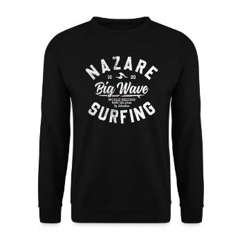 NAZARE BIG WAVE WORLD RECORD 86 FEET - Unisex Pullover - Schwarz - Vorne - Alina (178cm) & Michal (187cm)