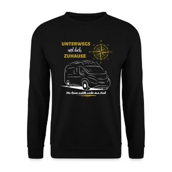 Camping Kastenwagen Wohnmobil Spruch - Unisex Pullover - Schwarz - Vorne - Alina (178cm) & Michal (187cm)
