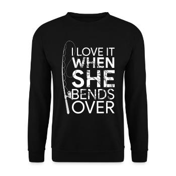 Fishing Angler Fishing Rod - Unisex Sweatshirt - black - Front - Alina (178cm) & Michal (187cm)