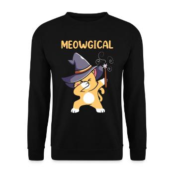 Halloween Katze Hexe - Unisex Pullover - Schwarz - Vorne - Alina (178cm) & Michal (187cm)
