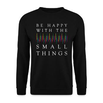 Be Happy with the SMALL Things - White - Unisex Pullover - Schwarz - Vorne - Alina (178cm) & Michal (187cm)