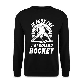 Rollhockey Ich kann nicht haben, ich habe Rollhockey - Unisex Pullover - Schwarz - Vorne - Alina (178cm) & Michal (187cm)