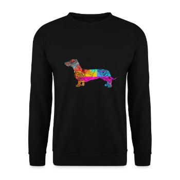Teckel Dachshund Flowers - Sweat-shirt Unisexe - noir - Devant - Alina (178cm) & Michal (187cm)