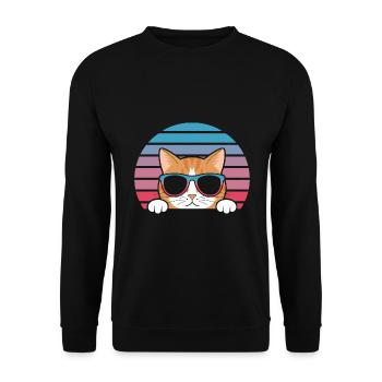 Tabby Orange Cat With Sunglasses - Unisex Sweatshirt - black - Front - Alina (178cm) & Michal (187cm)