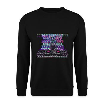 Cyberpunk Neon Beat DJ Hase - Unisex Pullover - Schwarz - Vorne - Alina (178cm) & Michal (187cm)