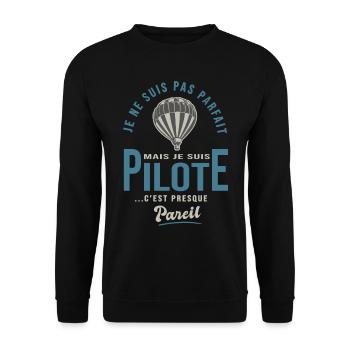 parfait pilote Mongolfière Cadeau humour - Sweat-shirt Unisexe - noir - Devant - Alina (178cm) & Michal (187cm)