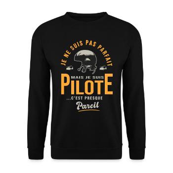 parfait pilote Hélicoptère Cadeau humour avion - Sweat-shirt Unisexe - noir - Devant - Alina (178cm) & Michal (187cm)
