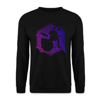 Herren Perkussionist Damen Drum Kit Schlagzeug - Unisex Pullover - Schwarz - Vorne - Alina (178cm) & Michal (187cm)