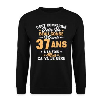 Cadeau d'anniversaire Beau gosse et d'avoir 37 ans - Sweat-shirt Unisexe - noir - Devant - Alina (178cm) & Michal (187cm)