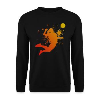 Volleyballer Volleyballspieler Volleyballspielen - Unisex Pullover - Schwarz - Vorne - Alina (178cm) & Michal (187cm)