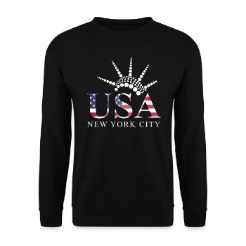 Drapeau des États-Unis Drapeau de New York Statue de la Liberté Cadeau - Sweat-shirt Unisexe - noir - Devant - Alina (178cm) & Michal (187cm)