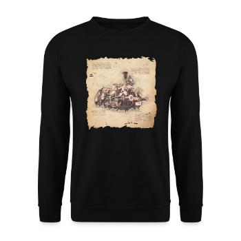 Steam locomotive, railway vintage art for train drivers - Unisex Sweatshirt - black - Front - Alina (178cm) & Michal (187cm)