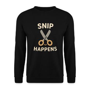 Snip Happens Coiffeur Disant Coupe De Cheveux Citation Amusante - Sweat-shirt Unisexe - noir - Devant - Alina (178cm) & Michal (187cm)