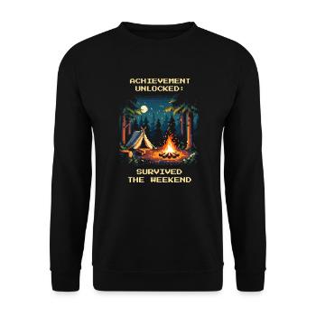 Succès débloqué Week-end de bushcraft Survivant - Sweat-shirt Unisexe - noir - Devant - Alina (178cm) & Michal (187cm)