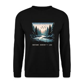 Nature Doesn't Lag Bushcraft Saying - Unisex Sweatshirt - black - Front - Alina (178cm) & Michal (187cm)