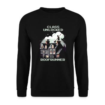 Chimney Sweep Roof Runner Class Retro Pixel Art - Unisex Sweatshirt - black - Front - Alina (178cm) & Michal (187cm)