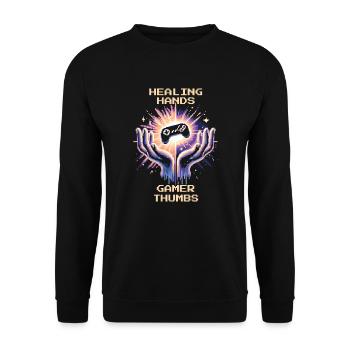Ergothérapie Guérison Mains Pouce Rétro Pixel Art - Sweat-shirt Unisexe - noir - Devant - Alina (178cm) & Michal (187cm)