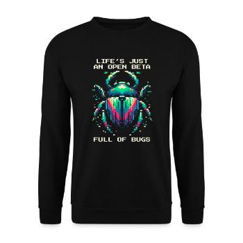 Bug Life Beta Bugs Retro Pixel Art Humor Gaming - Unisex Sweatshirt - black - Front - Alina (178cm) & Michal (187cm)