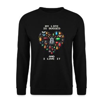 Insects Humor Pixel Retro Entomology Gaming - Unisex Sweatshirt - black - Front - Alina (178cm) & Michal (187cm)