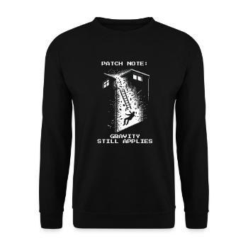 Schornsteinfeger Gravitation Dach Retro Pixel Art - Unisex Pullover - Schwarz - Vorne - Alina (178cm) & Michal (187cm)