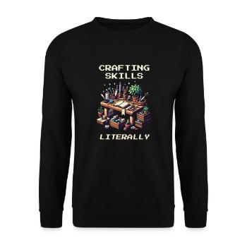 Ergotherapie Handwerk Geschick Retro Pixel Art - Unisex Pullover - Schwarz - Vorne - Alina (178cm) & Michal (187cm)