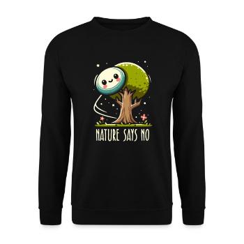 Nature Says No | Disc Golf Tree Frustration Throw - Unisex Sweatshirt - black - Front - Alina (178cm) & Michal (187cm)