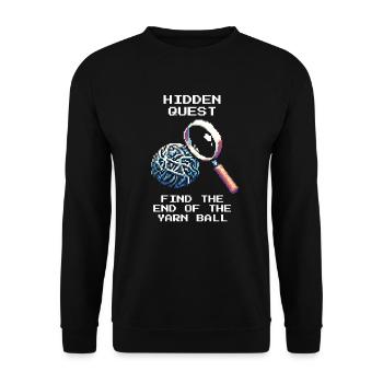Geheime Quest | Wollknäuel Ende finden | Häkeln - Unisex Pullover - Schwarz - Vorne - Alina (178cm) & Michal (187cm)
