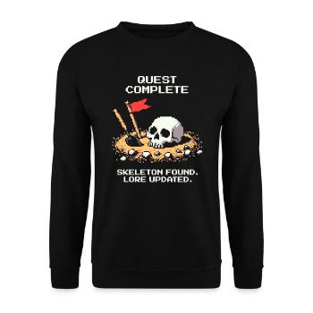 Skelett gefunden | Archäologie Fund Geschichte - Unisex Pullover - Schwarz - Vorne - Alina (178cm) & Michal (187cm)