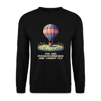 Überladen – kein Flug möglich | Ballon Thermik - Unisex Pullover - Schwarz - Vorne - Alina (178cm) & Michal (187cm)
