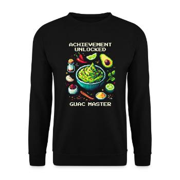 Guac Master Unlocked | Avocado Skill Achievement - Unisex Sweatshirt - black - Front - Alina (178cm) & Michal (187cm)