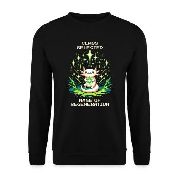 Axolotl Mage | Regeneration Nerd Pixel Retro - Unisex Sweatshirt - black - Front - Alina (178cm) & Michal (187cm)