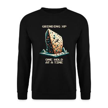 XP Grind: Grip by Grip | Bouldering Pixel Art - Unisex Sweatshirt - black - Front - Alina (178cm) & Michal (187cm)