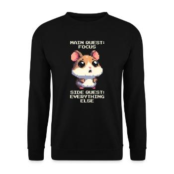 Focus : Quête principale | Quêtes secondaires du TDAH partout - Sweat-shirt Unisexe - noir - Devant - Alina (178cm) & Michal (187cm)