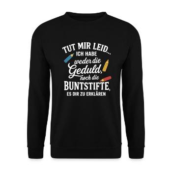 Tut Mir Leid lustige Sprüche - Unisex Pullover - Schwarz - Vorne - Alina (178cm) & Michal (187cm)