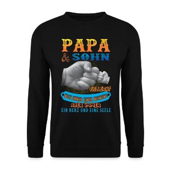 papa und sohn - Unisex Pullover - Schwarz - Vorne - Alina (178cm) & Michal (187cm)